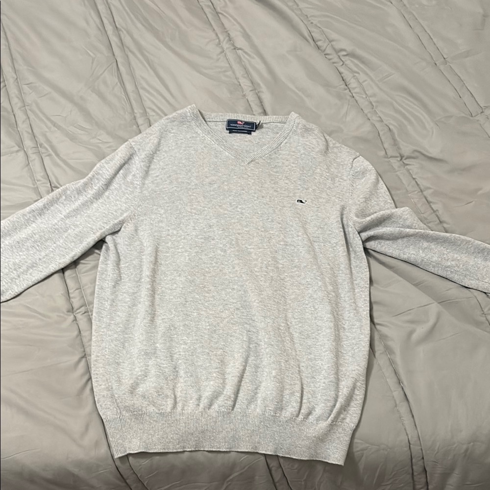 Vineyard Vines Gray V-Neck Sweater Classic Knit